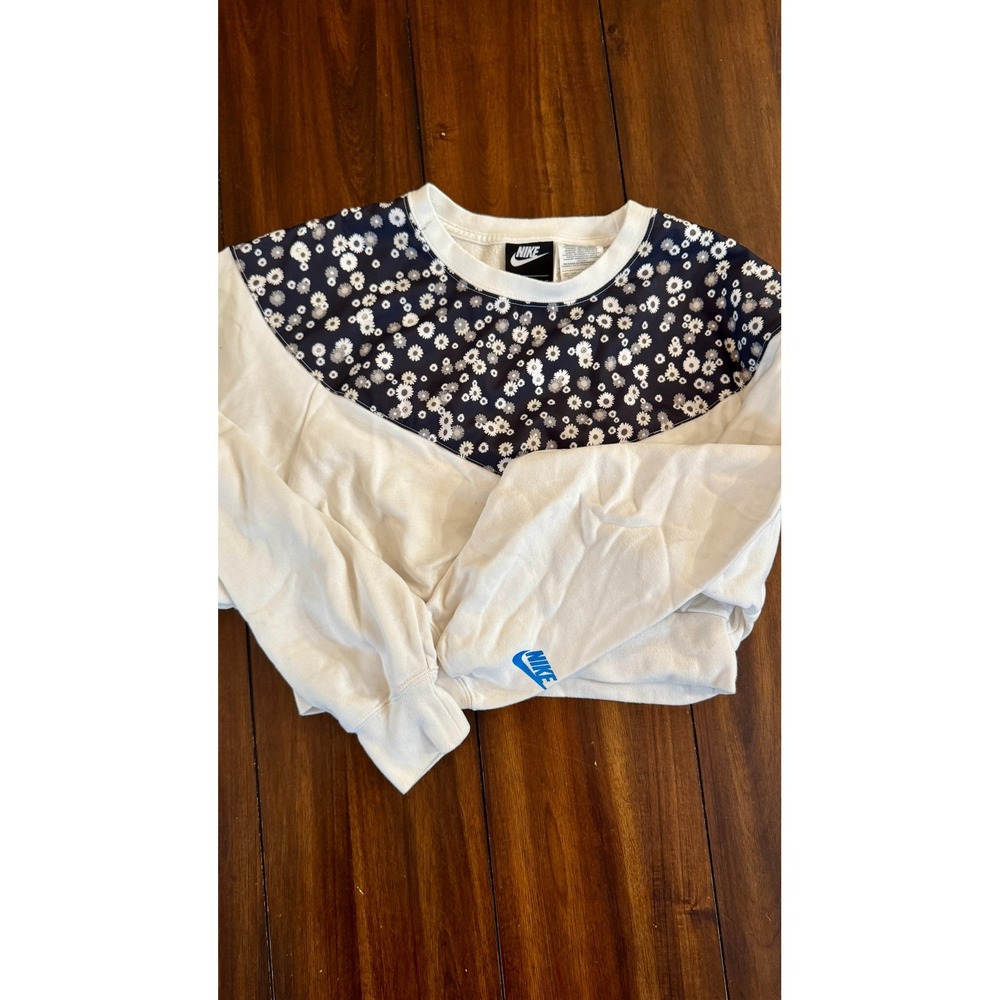 Nike Floral Cropped Sweatshirt Crewneck Pullover Comfy Casual XS
